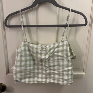 Francesca’s Ultra Crop Green Checkered Tank Top